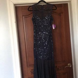 Windsor navy blue sequence gown NEVER WORN